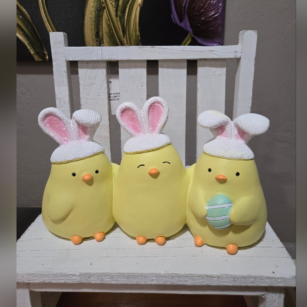 Easter Chicks Trio With Bunny Ears
